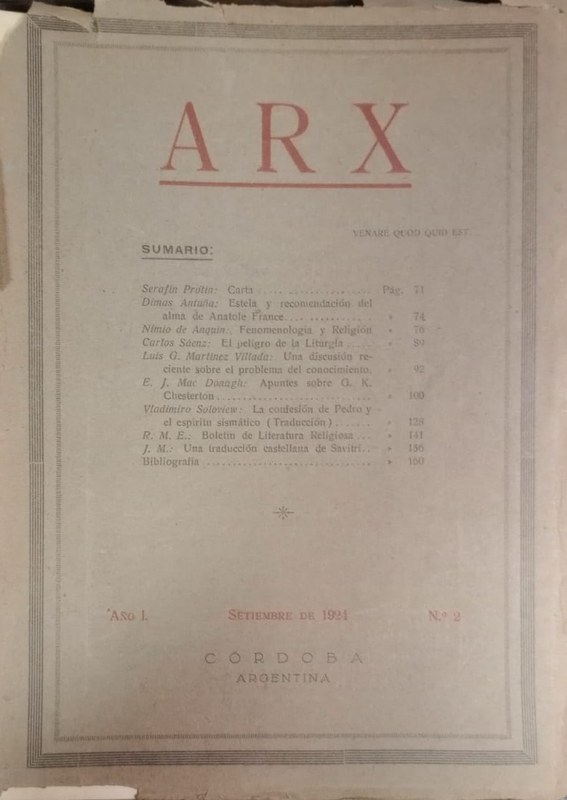 Arx: Revista trimestral de pensamiento católico