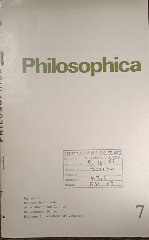 Reflexiones sobre u texto de Santo Tomás acerca de la verdad práctica: Revista Philosophica 7