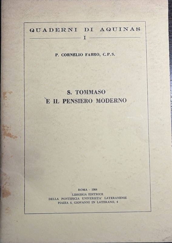 S. Tommaso e il pensiero moderno