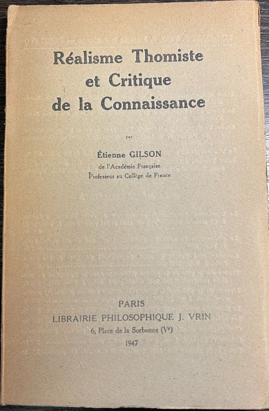 Réalisme Thomiste et Critique de la Conaissance