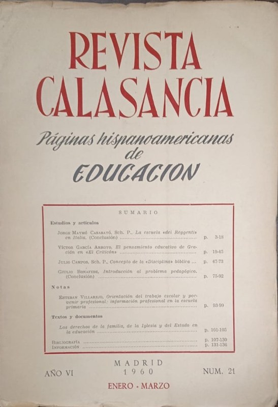 Revista Calasancia: Páginas hispanoamericanas de Educación