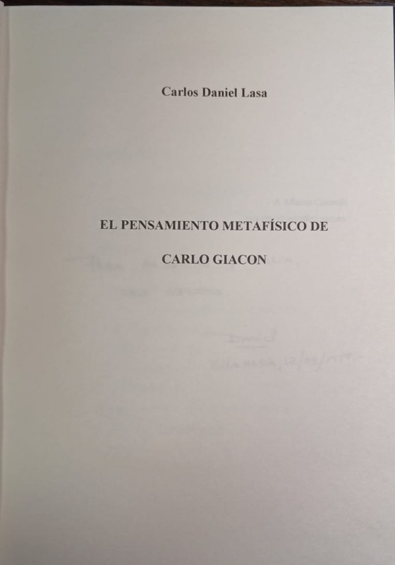 El pensamiento metafísico de Carlo Giacon