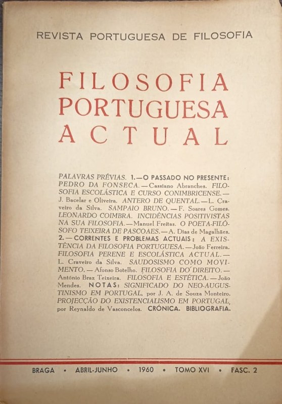 Revista Portuguesa de Filosofía: Filosofía Portuguesa Actual