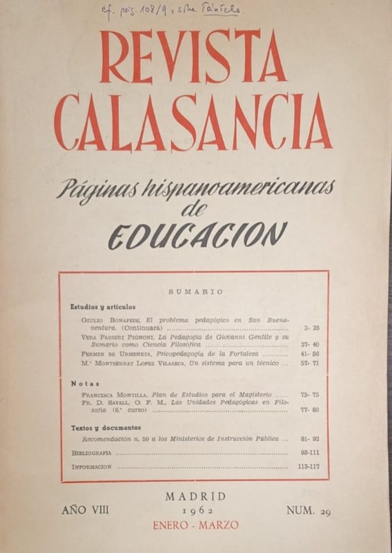 Revista Calasancia: Páginas hispanoamericanas de Educación