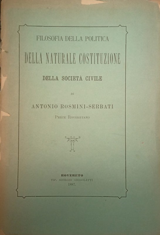 Filosofia della Politica: Della Naturale Costituzione