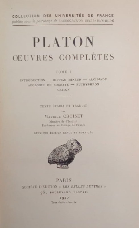 Platon oeuvres complètes: Tomo I