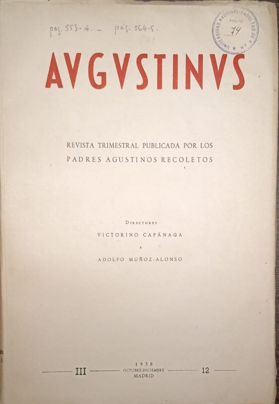 Augustinus: Revista Trimestral Publicada por los Padres Recoletos